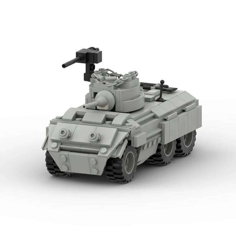WW2 Military Truck Building Block Transport M8 Light Armored Vehicle MOC Assembly Model Toys For Boys Z260306