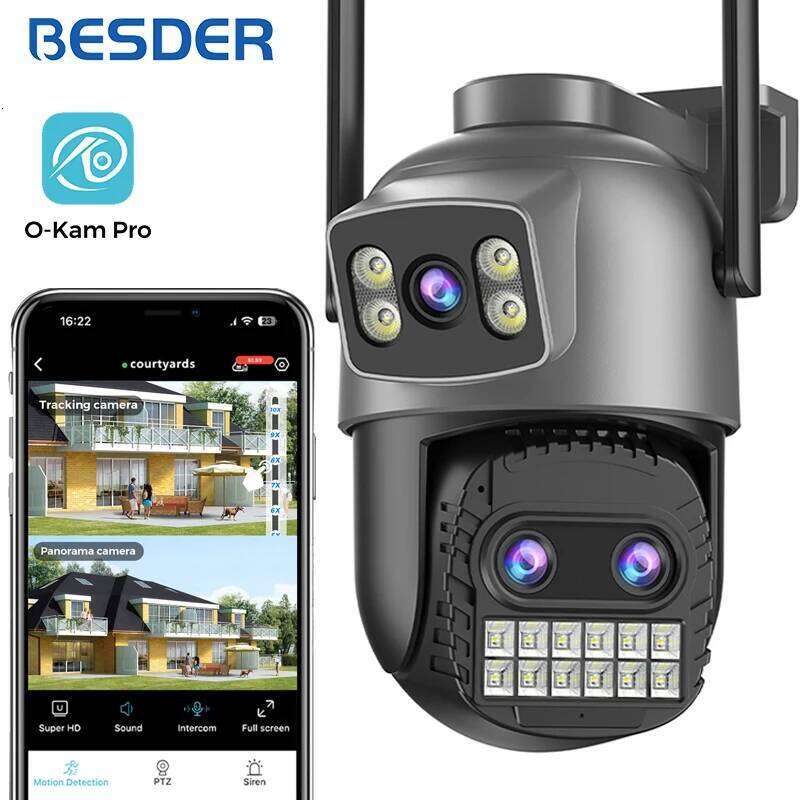 BESDER 15MP Wifi PTZ Outdoor Dual Screen 10X Digital Zoom Human Detection 10MP Security IP Camera Surveillance O-Kam Pro 26W0306