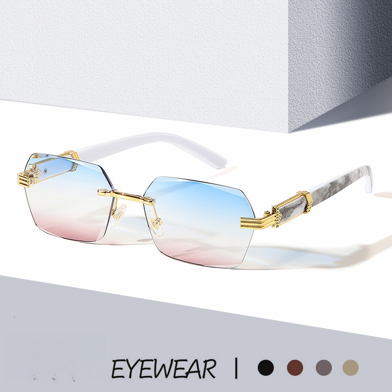 Luxury Fashion Outdoor Bicycle Sunglasses Designer Sunglasses New Cross Border Frameless Cutting Edge Sunglasses Gradient Ocean Lens Sunglasses With B