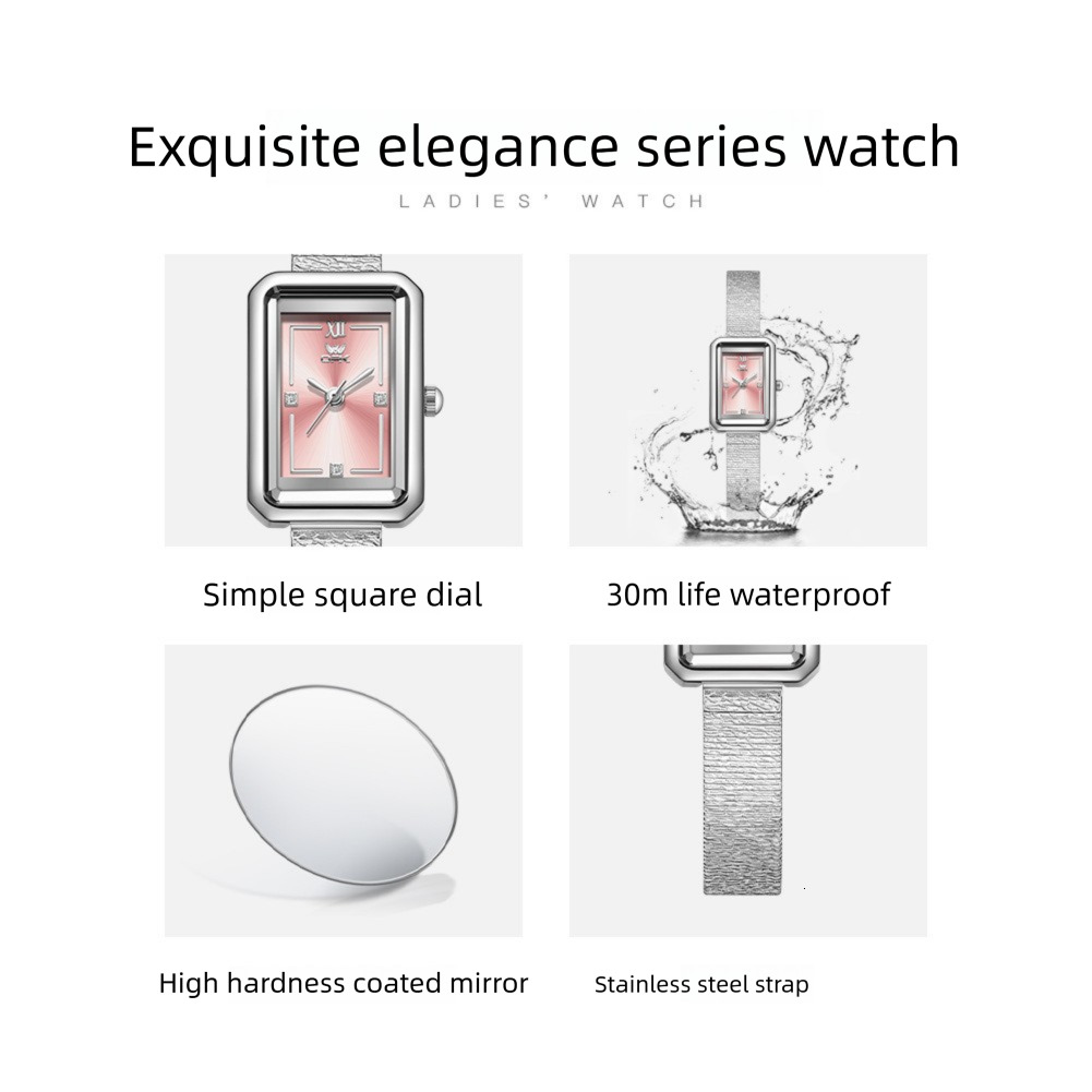 New OPK brand watch, fashionable small square, small and exquisite, high-end feel, women's waterproof quartz luxury watch