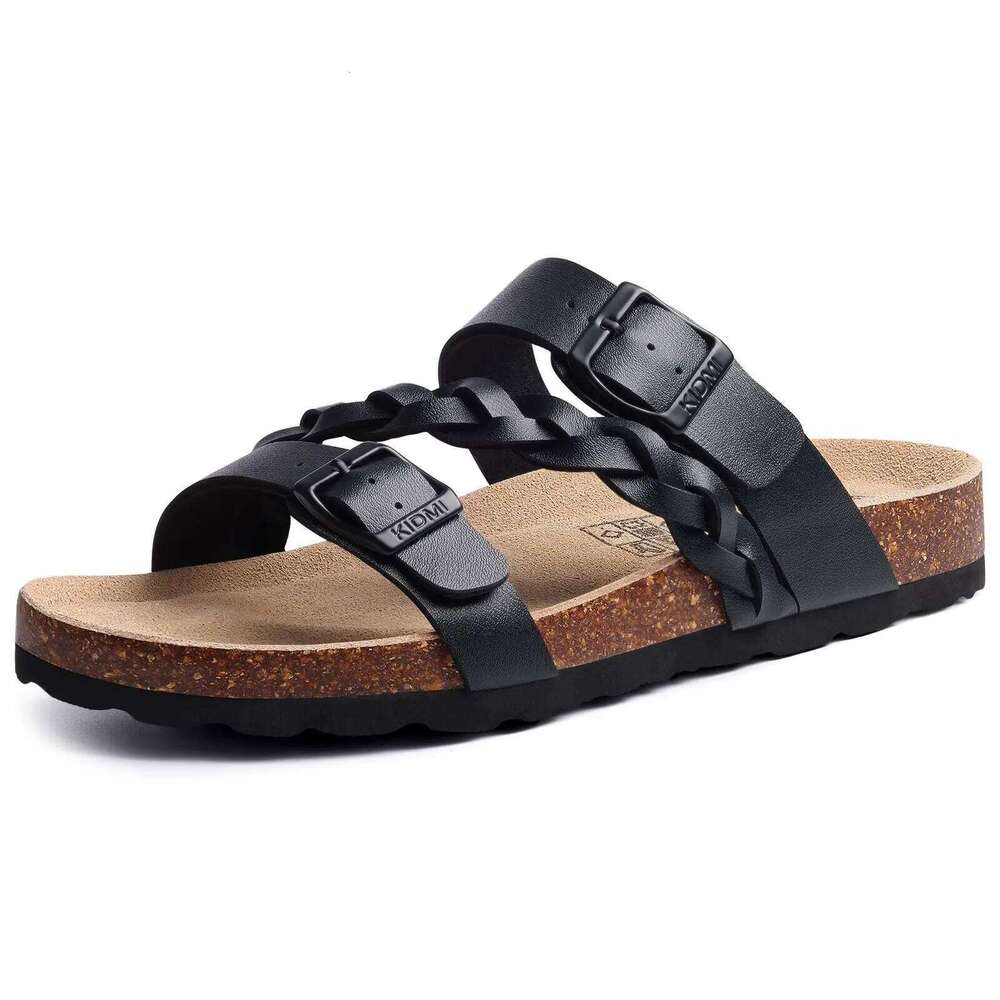Summer Women's Footbed Arch Support Cork Women Slippers Slip-On Leisure Lady Sandals With Adjustable Buckle