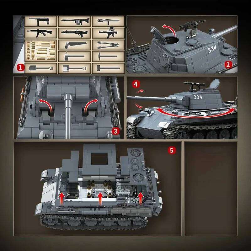 Military World War II Series Panther Type-G Tank Building Block Toy Collection Model Children For Christmas And Birthday Gifts Z260305