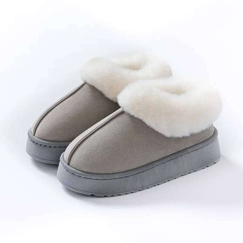 Anti-slip Shoe Thick Plush Snow 2025 New Women Faux Suede Platform Fur Winter Boots Woman Slip On Warm Cotton Padded Shoes