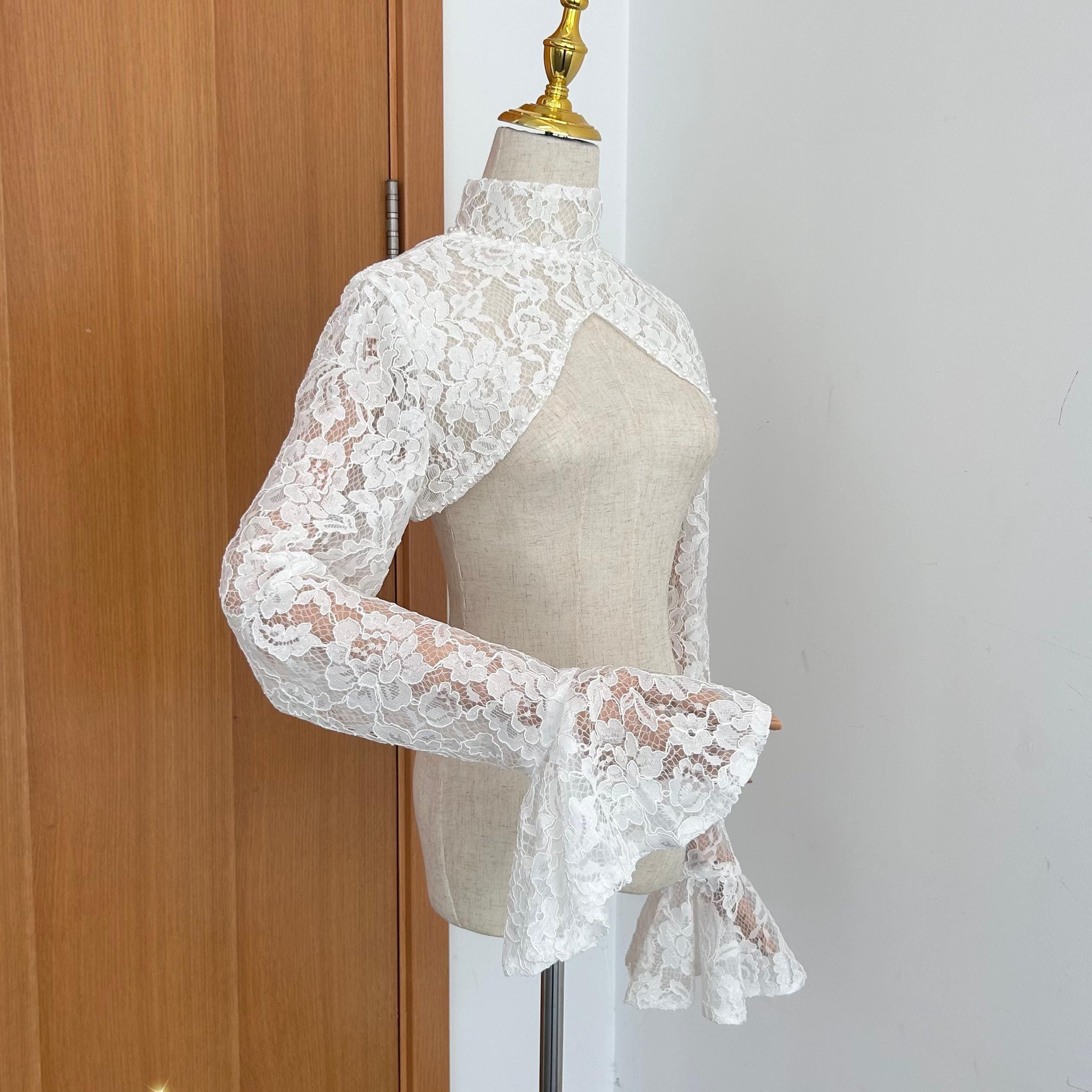 Bridal Wraps Customized Long Sleeve High Neck Lace Appliques Jackets Bolero High Quality Wedding Accessories