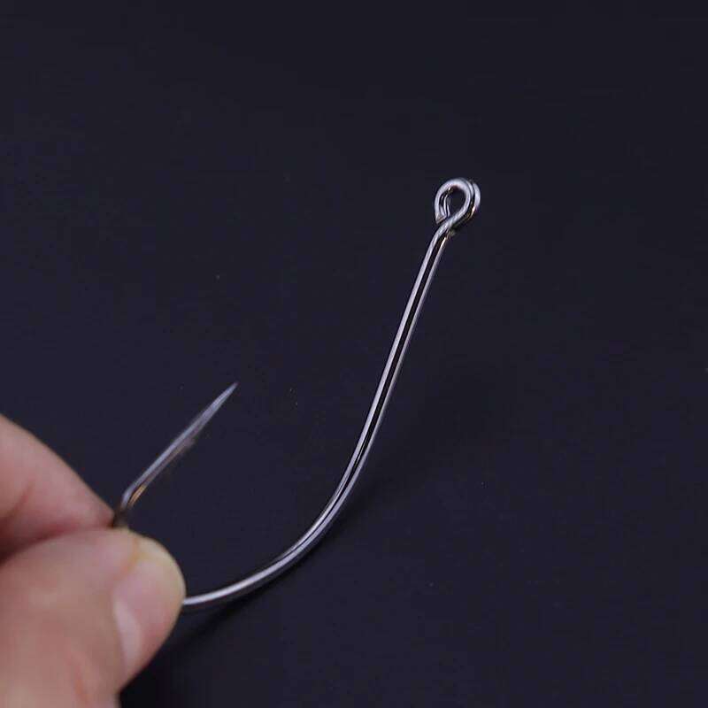 50pcs/lot Hooks High Carbon Stainless Steel Black Coating Flattened Sharp Barbed Fishhooks For Fresh&Saltwater Fishing Y260305