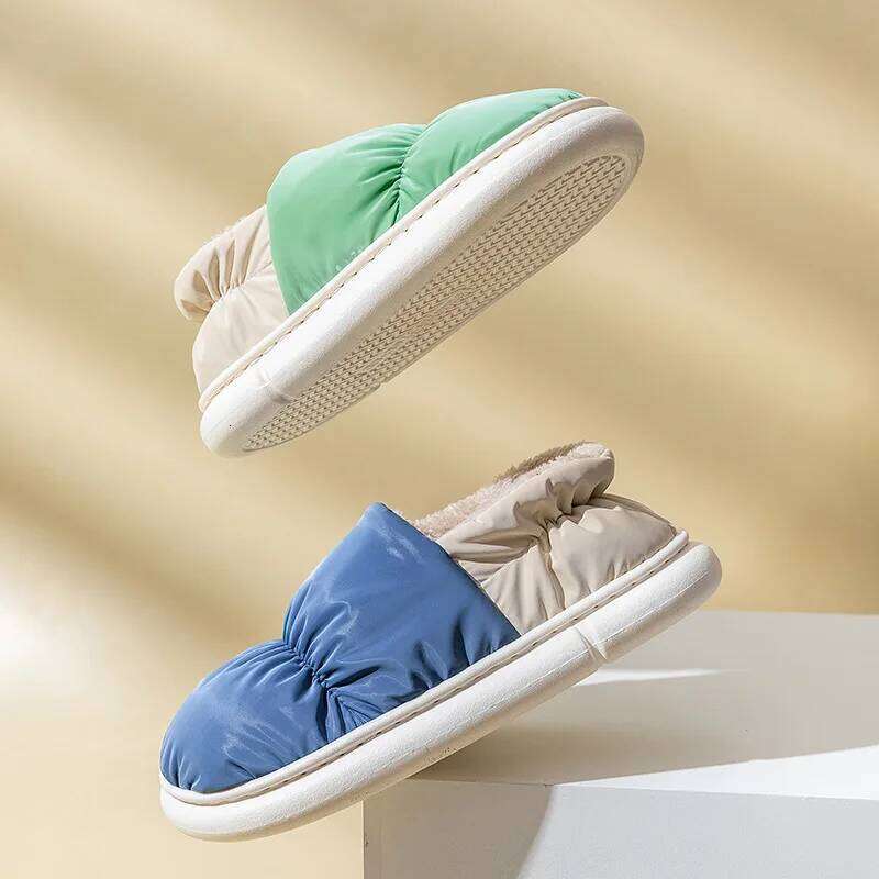 Litfun Winter Plush Lining Soft Sole Cozy Indoor EVA Bottom Slides Fuzzy Warm Outdoor Women's Slippers