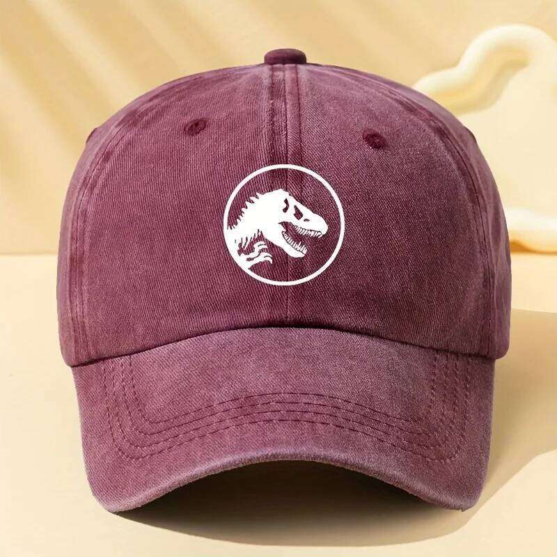 Dinosaur print retro baseball cap, sports leisure hat suitable for outdoor sports, camping, festivals, parties and gifts Y260304