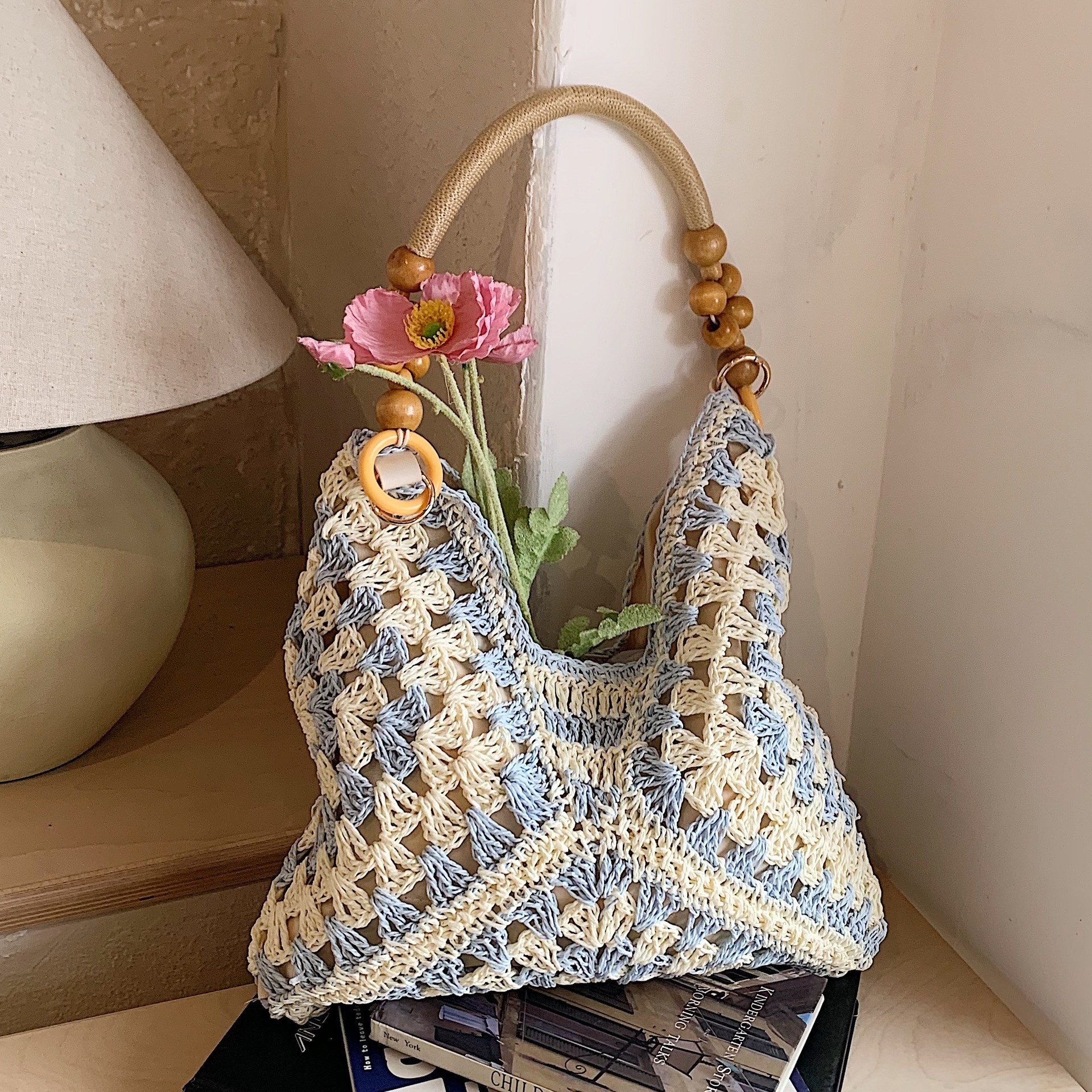 Beach vacation straw bag women's new multifunctional commuting shoulder bag art niche handbag crossbody bag designer bag
