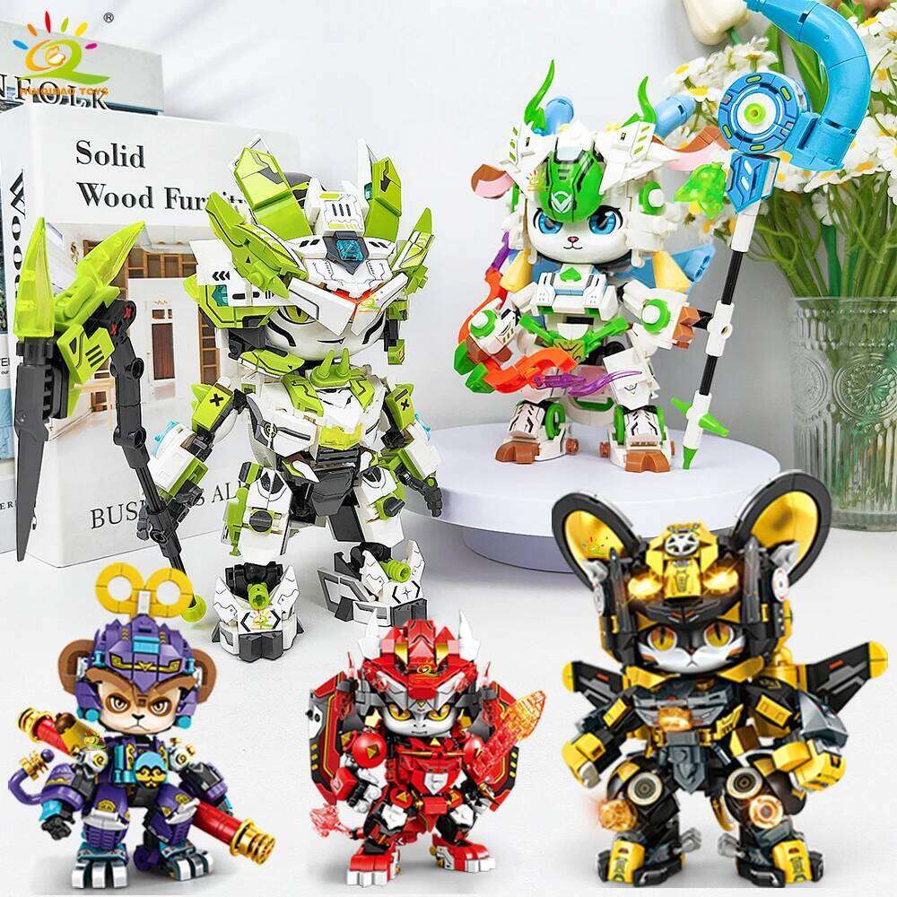 HUIQIBAO MOC Animals Model Building Block Snake Sheep Monkey Series Brick Construction Toy Children Desk Home Decoration Z260306