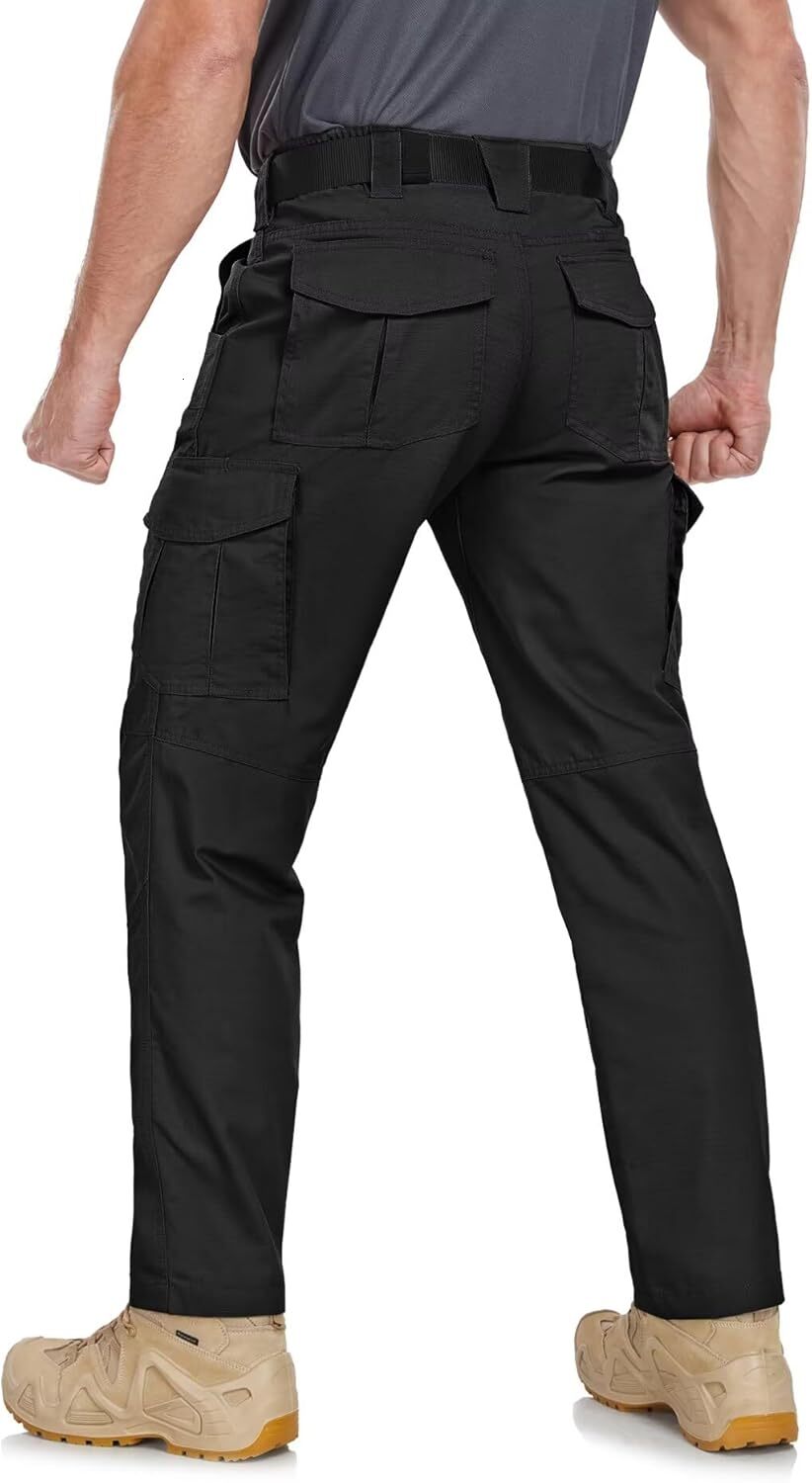 Men's Cargo Ripstop Water Resistant Hiking Work Outdoor Multi Pockets Army Tactical Pants Not Belt