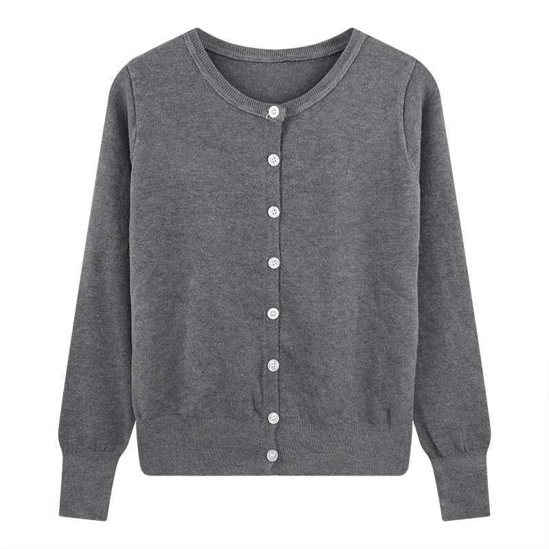 Solid Long Sleeve O-Neck Loose Tops Korean Style Single-Breasted Sweater Women Autumn Winter Casual Soft Waxy Knitting Cardigan M260306