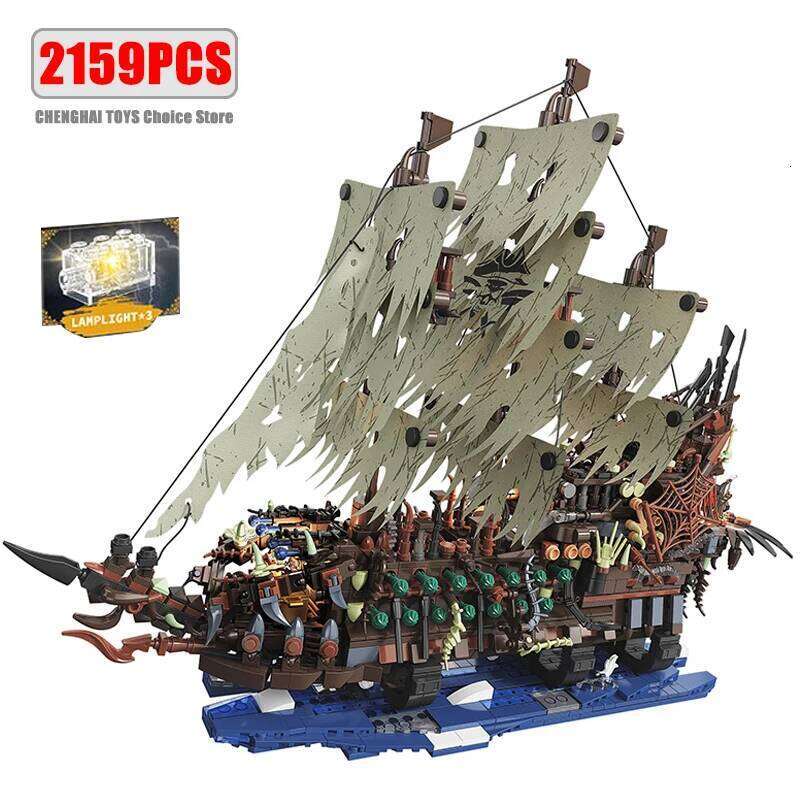 2159Pcs Pirate Ship Sets MOC Flying Dutchman Building Blocks Model Toys Christmas Birthday Gifts for Adults and Teens Z260306