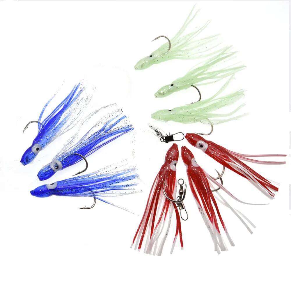 Mrlurion 2 bags artificial squid soft lure string hook with 3 sharp for sea fishing bait, sabiki hooks S260305
