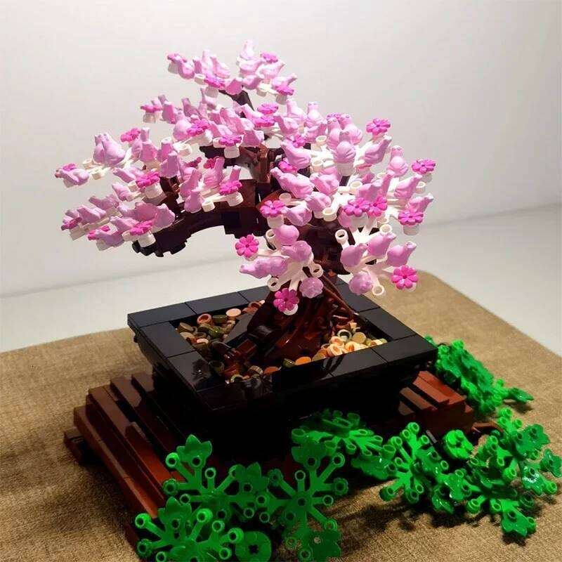 878PCS Creative Bonsai Sakura Tree Building Blocks Botanical Collection Assemble Bricks Home Decor Toy Gift For Children Adult Z260305