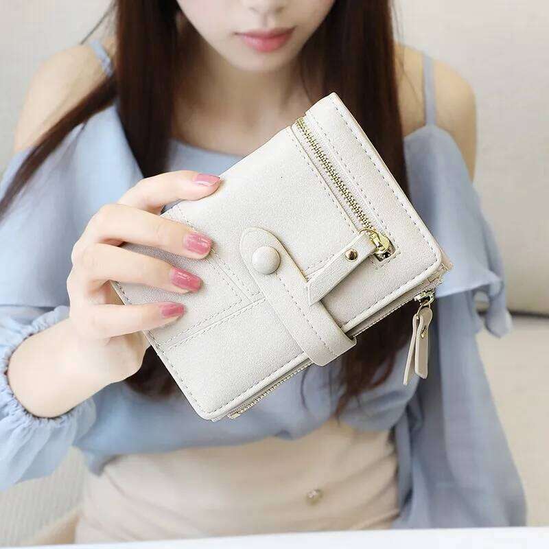 Women Short Wallet PU Leather Girls Folded Card Holder Small Money Bags Zipper Coin Purse Ladies Cute Multifunctional Clutch Bag C260304