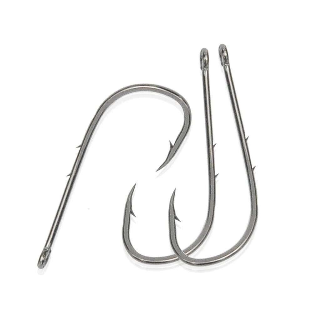 20pcs/50pcs Long Shank Fishing Hooks 16#~7/0# High Carbon Steel Sharp Barbed Offset Narrow Bait Fishhook Double backstab Y260305