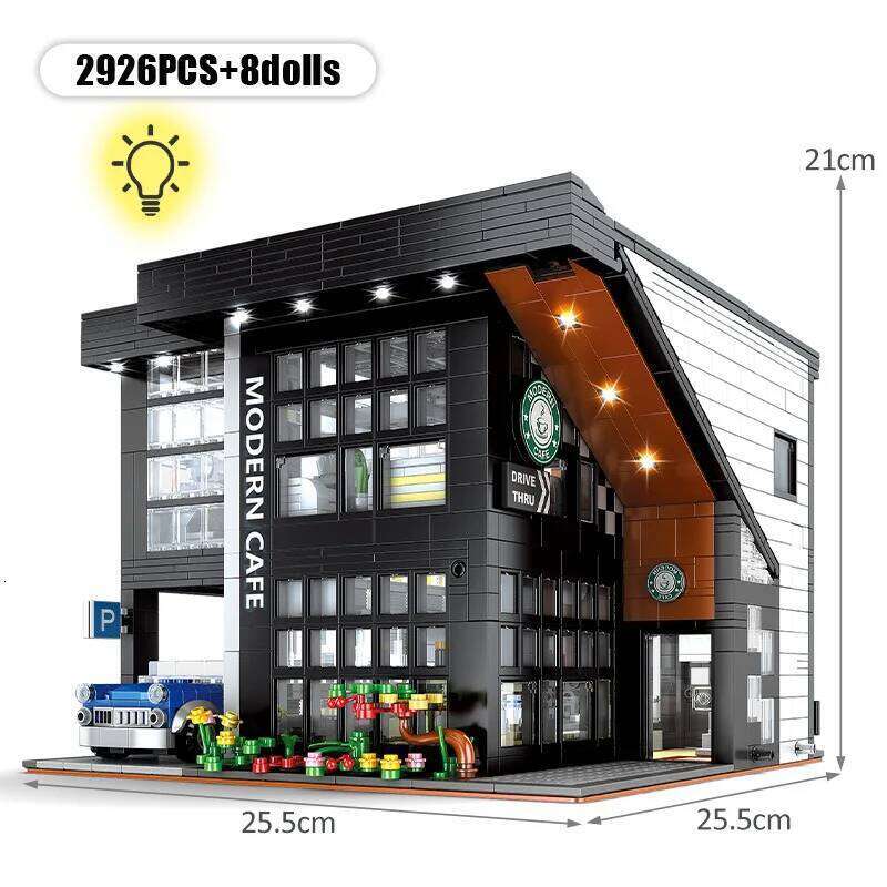 2926PCS City Street View Building Blocks Modular Architecture Model MOC-45635 Modern Cafe Adults Toys for Boys Kids Gifts 86005 Z260306