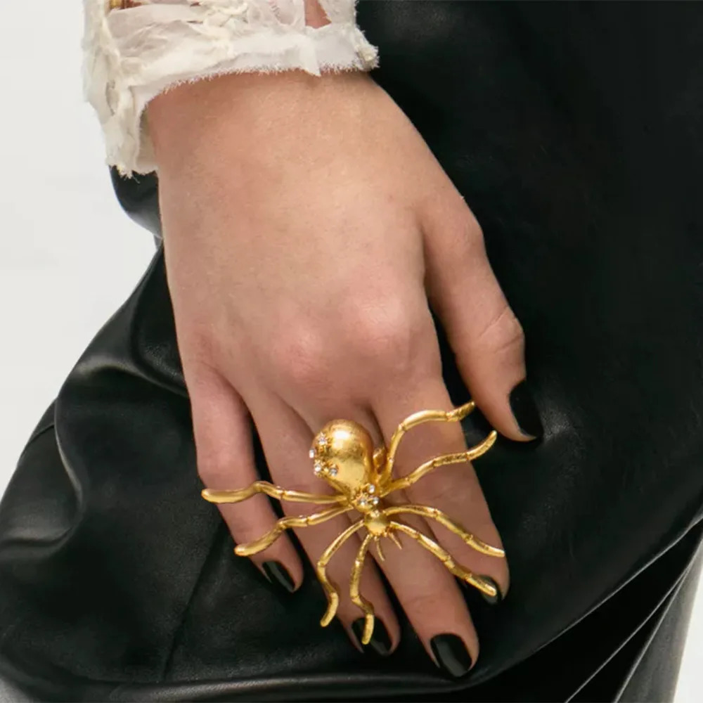 Exaggerated Metal Spider Animal Ring for Women European American Personality Unique Vintage Jewelry Party Accessories 260302