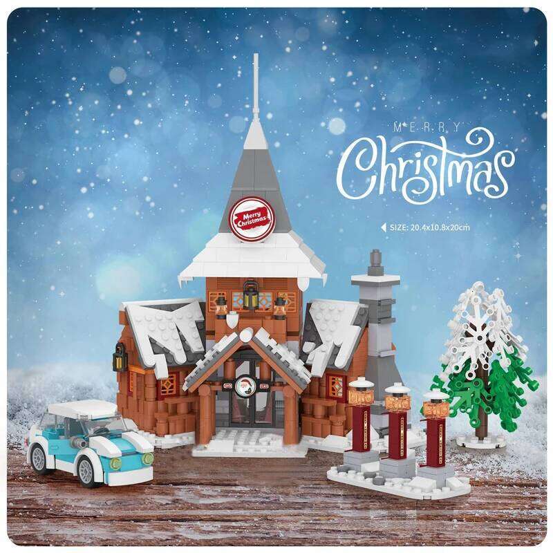 Loz Mini Street View Winter Town Santa Claus Home Building Block DIY Sled Cake Shop Assembly Decor Toys For Kids Xmas Gifts Z260305