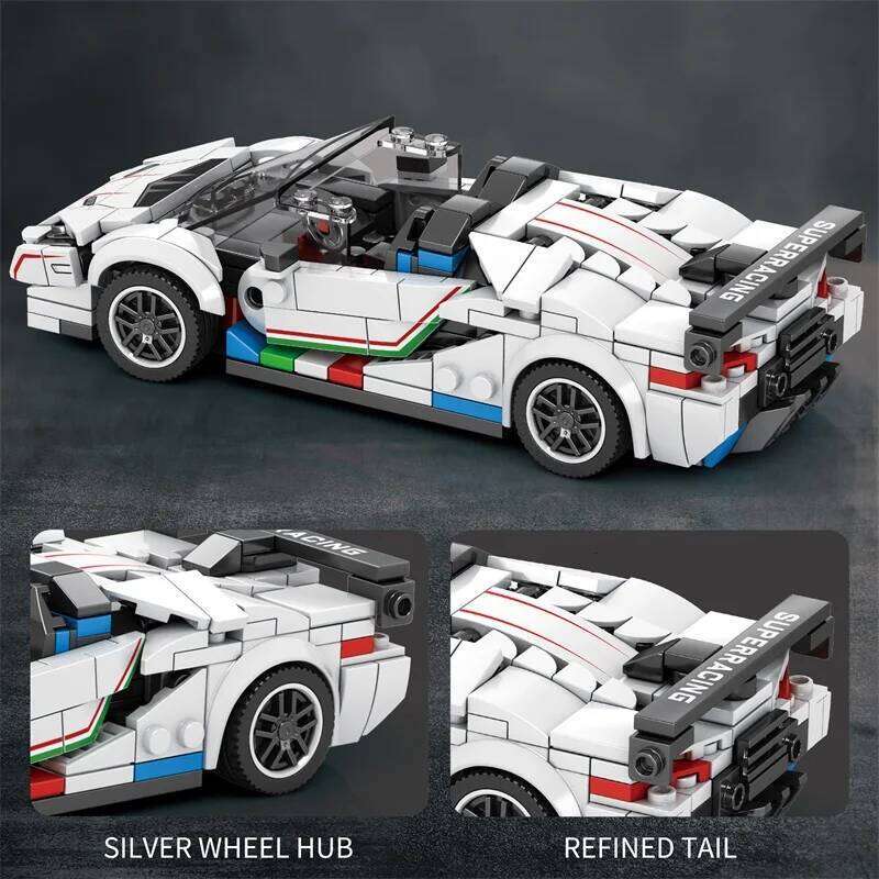 348PCS City Racing Car Building Blocks 1:24 Scale Speed Vehicle Model Assembly Bricks Toys Desktop Ornaments Kids Holiday Gifts Z260305