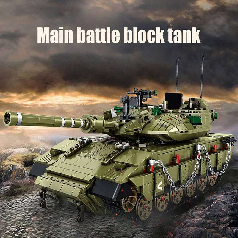 WW2 Military Merkava MK4 Main Battle Tank Series Building Blocks Bricks Model MOC Army Weapon Soldier Sets Kids Toys Boys Gifts Z260306