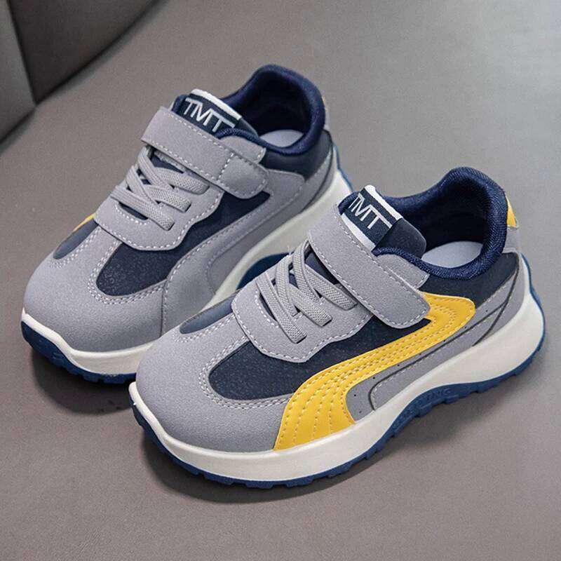 PU Leather Sport For Children Trend Fashion Teenager Kid's Sneakers Soft-soled Waterproof Boy's Girl's Running Shoes 26Y0304