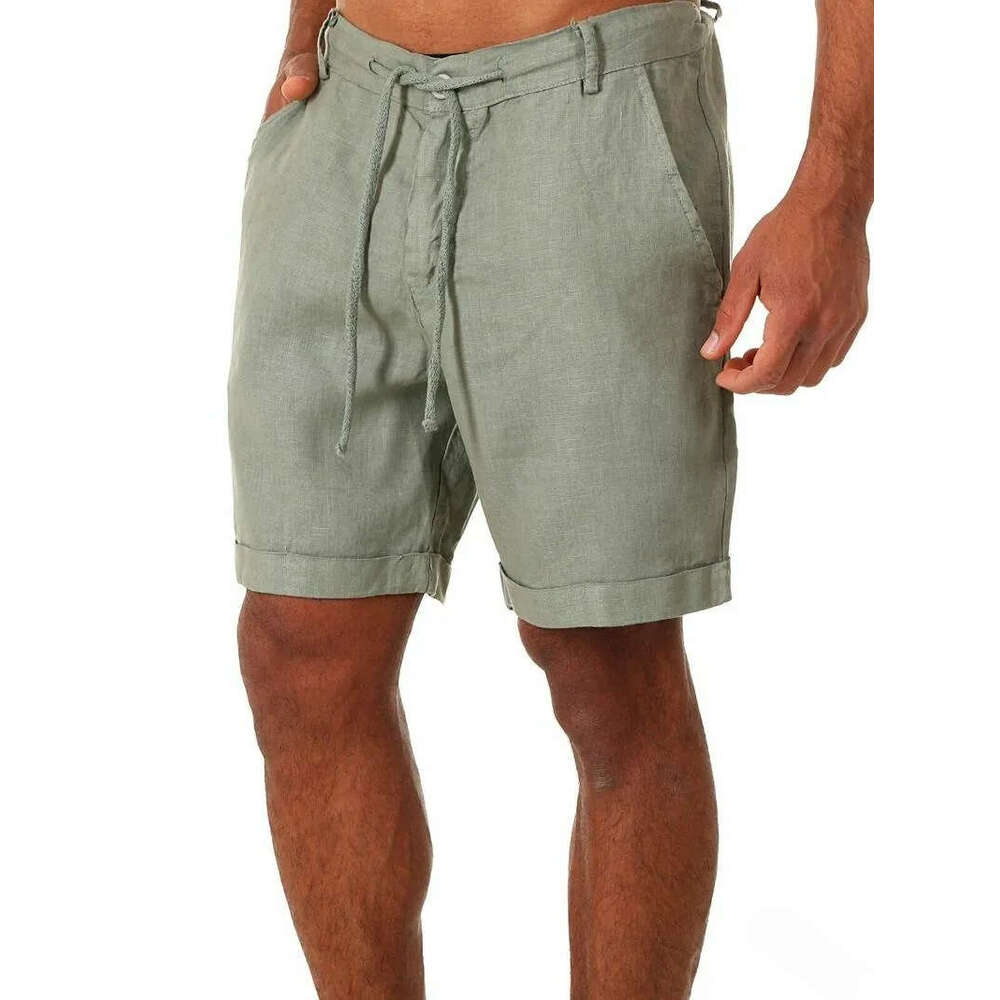 Lightweight Cotton Linen Shorts with Elastic Waistband for Comfortable Outdoor Wear Men's Clothing Daily Outfit - view 5