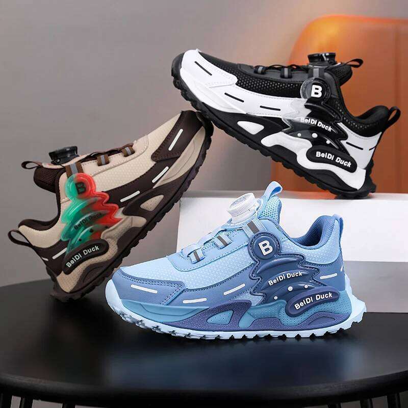 Children Casual Autumn Winter PU Leather Sneakers for Kids Fashion Patchwork Sports Shoes Boys Girls Gym Trainers New 26Y0304