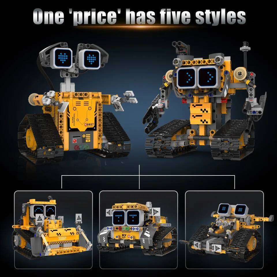 Digital display 5-in-1 transformable model assembly, remote control robot building blocks toy, children's toy gift Z260305