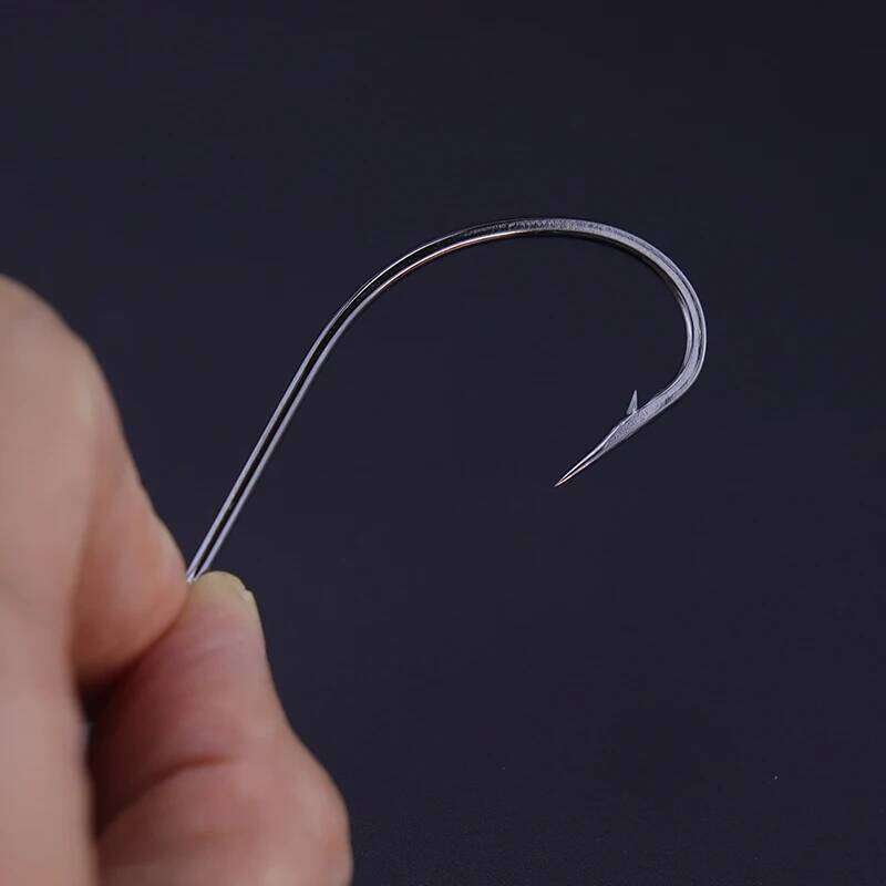 50pcs/lot Hooks High Carbon Stainless Steel Black Coating Flattened Sharp Barbed Fishhooks For Fresh&Saltwater Fishing Y260305