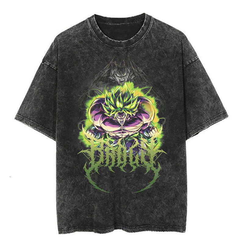 Tees Polos Japanese Classic Dragon Ball Cartoon Anime Oversize High Street Vintage Washed Distressed Short Sleeve T Shirt Men's Clothing Daily Ou