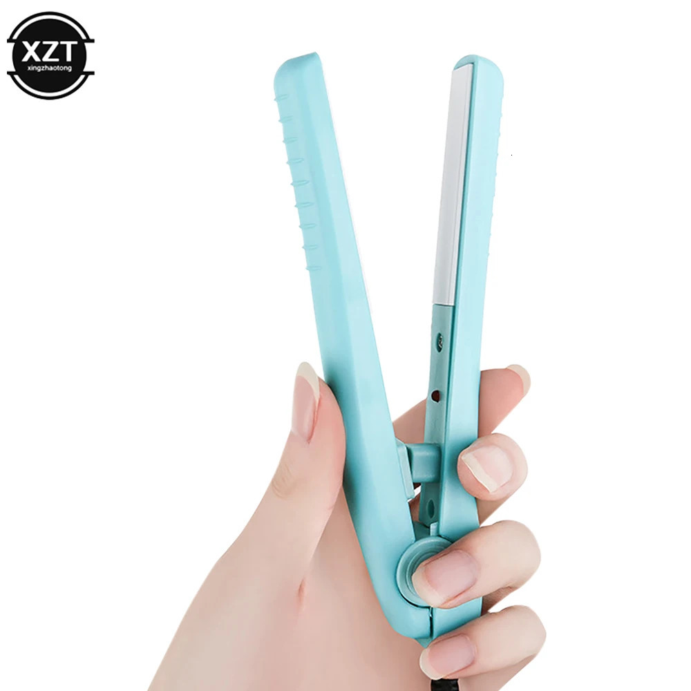 Portable 2 in 1 Curling Iron Ceramic Curling Iron and Straightener Mini Iron Straightener Plate Clip Hair Styling Tools 260305