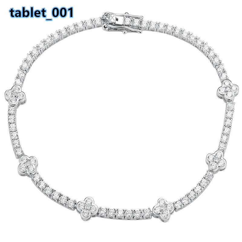 Wholesale Moissanite Jewelry Lucky Four-leaf Clover VVS1 Certificates Rhodium Fashion Tennis 925 Silver Jewelry Bracelet 12/15