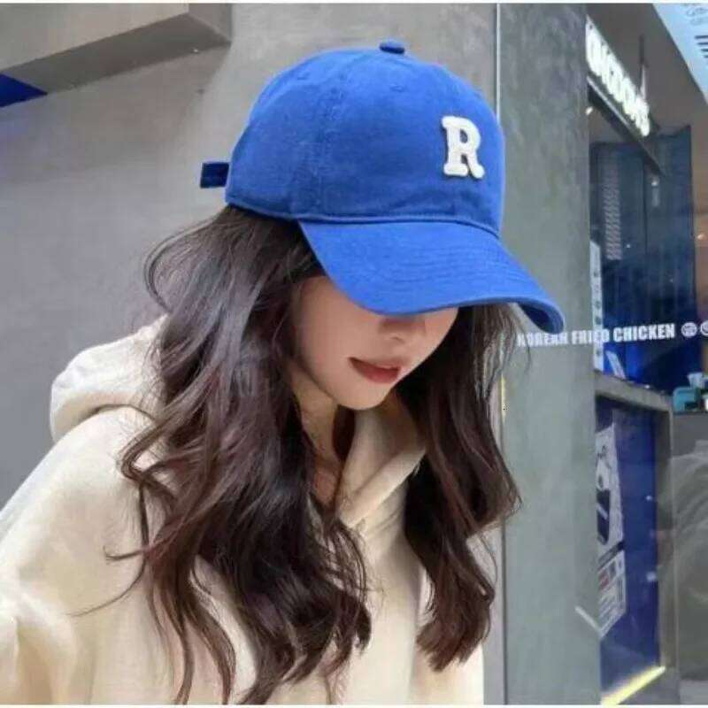 Large Head Circumference Baseball Men's and Women's Dome Soft Top Cap 60/65cm Sun Protection Letter R Hat Adult Caps Y260304