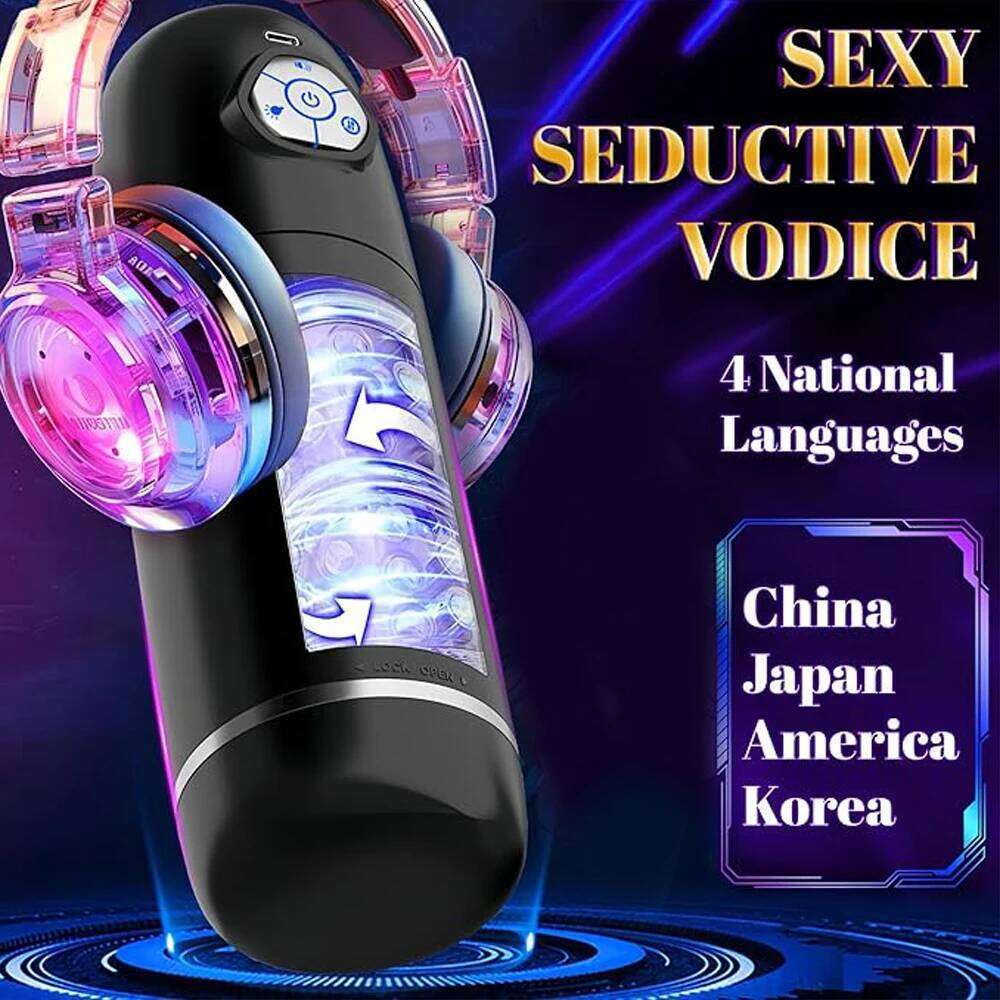 6-in-1 electric telescopic rotating male delayed ejaculation training oral sex masturbation device with ambient light for adults W260305