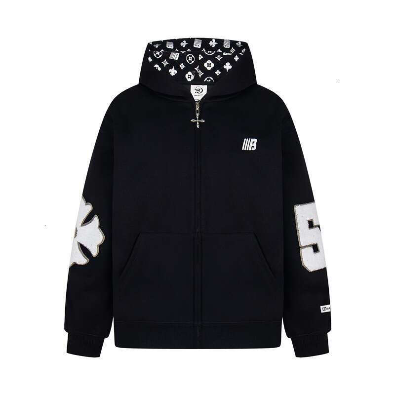 Men's Hoodies Modish Winter Sweatshirts New Real Shot American Retro Embroidery Flocking Personalized Design Hooded Sweatshirt Cardigan Men'