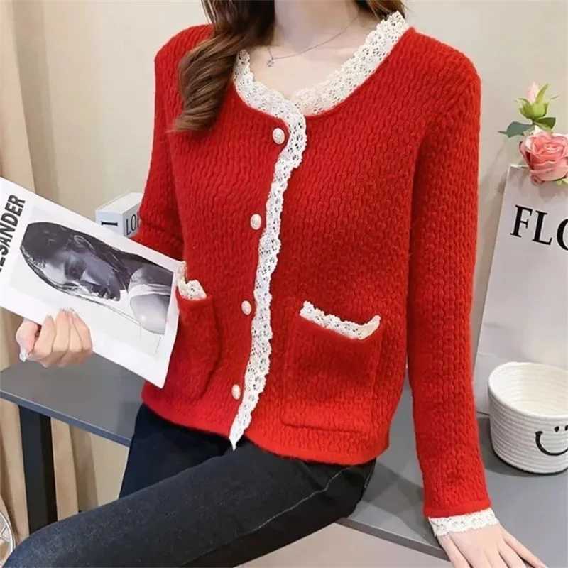 Womens Autumn Winter Korean Fashion Sweater Female New Long Sleeves Knitting Cardigan Sweaters Xiaoxiangfeng Design sense Tops M260306