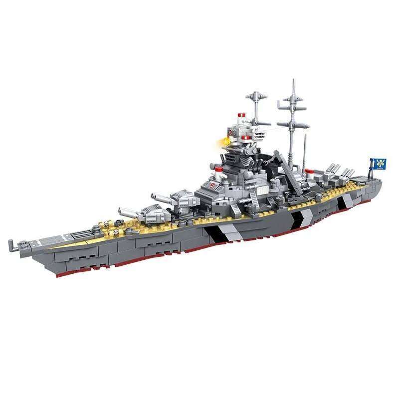 Woma Building Blocks World War II Battleship Bismarck 548PCS For 6-9 years old boys christmas gift 48CM long Z260306