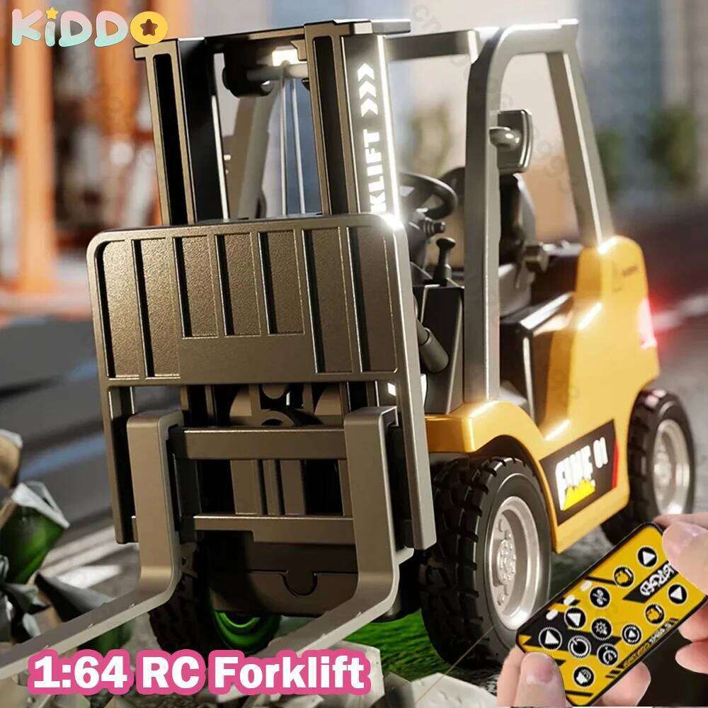 RC Truck Toys 1/64 Alloy Engineering Construction Vehicles Model Sound Light Collection Forklift Decoration Toy for Kid C260305