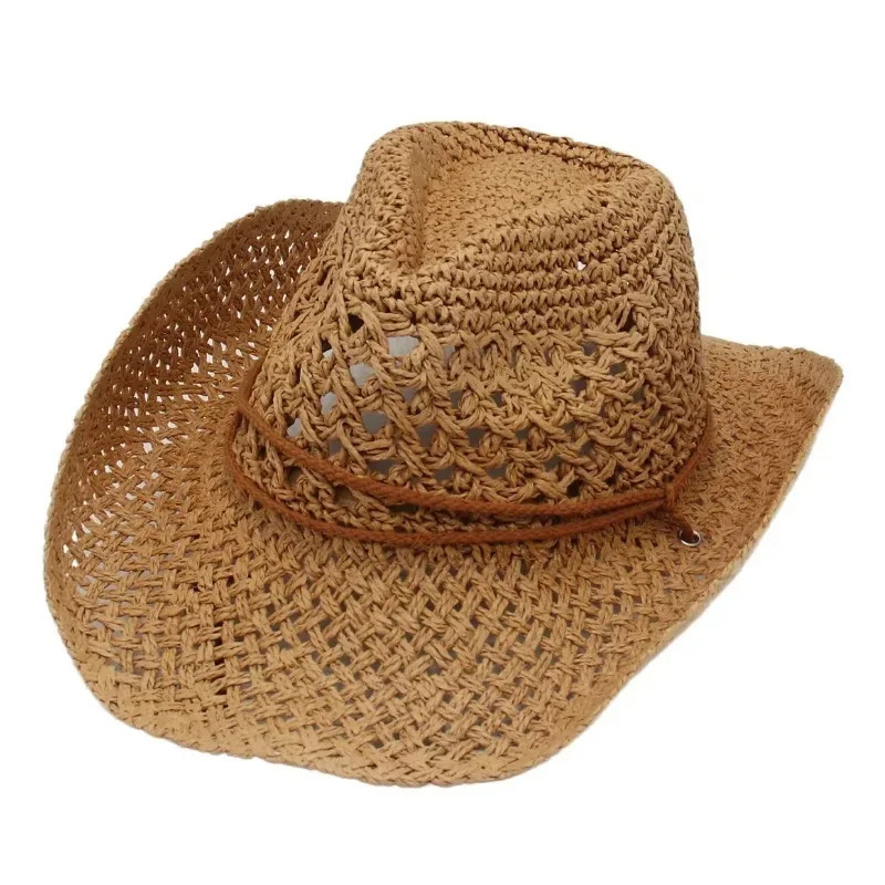 Vintage Western Cowboy Sun Hat Men Women Straw Hat Outdoor Travel Ethnic Style Gift UV Protection Cap Chapeau Beach Hat 260228