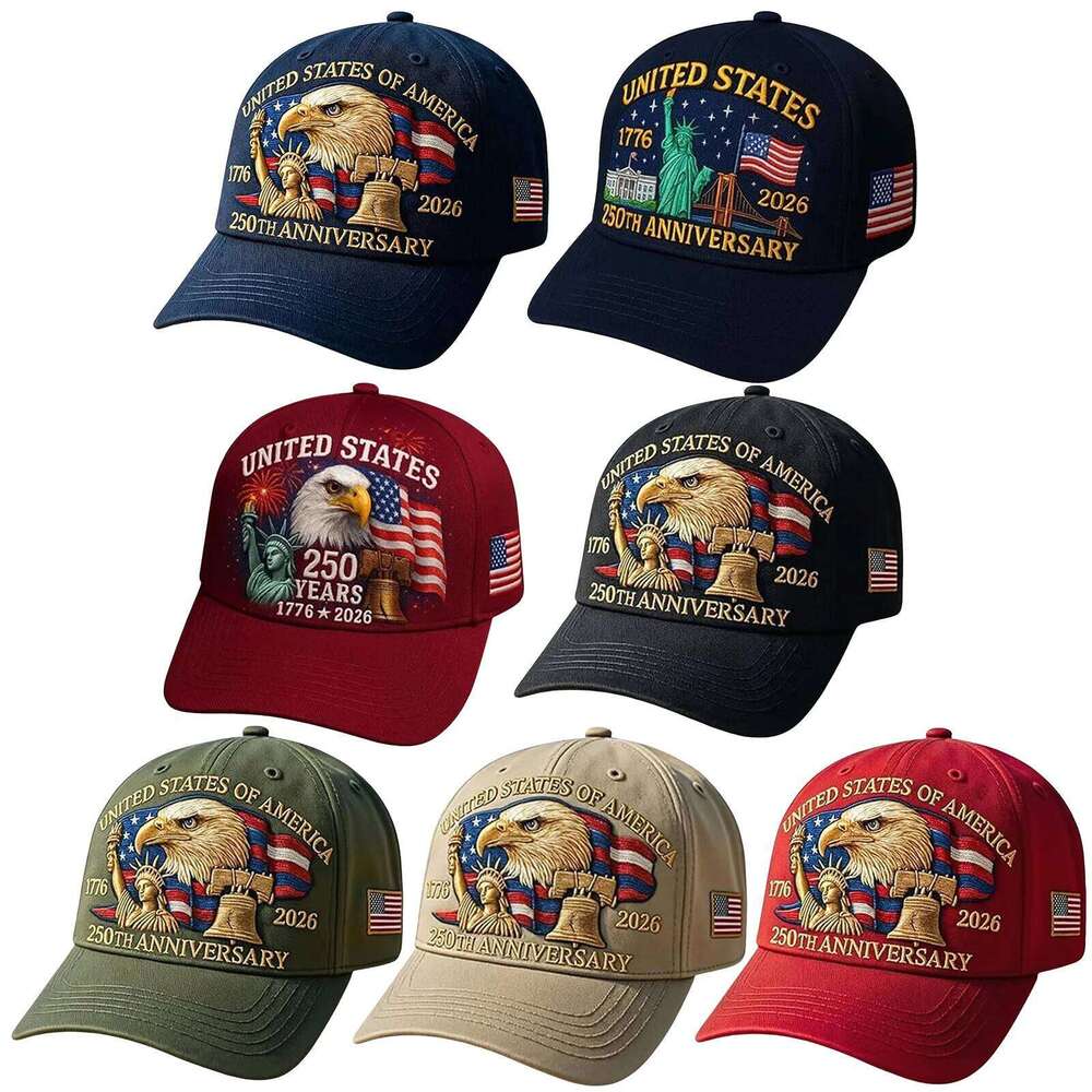 US 250th Anniversary Retro Washed Patriotic Baseball Cap Embroidery Tribute Trucker Hat for Men & Women Fashion Sun Hats Y260304