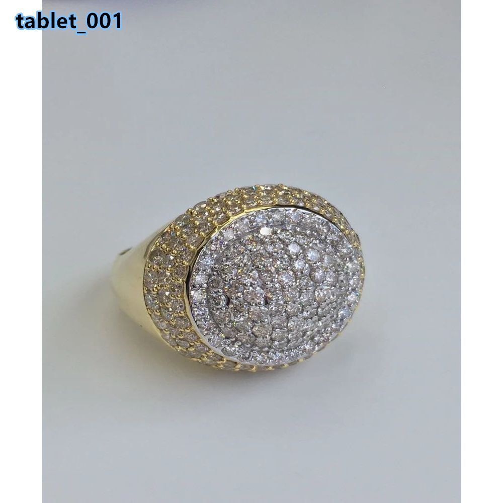 Mens Real Diamond Ring Retro Hip-hop Style Rose Gold Gold Plated Inlaid with Claw Setting Geometric Shape for Parties