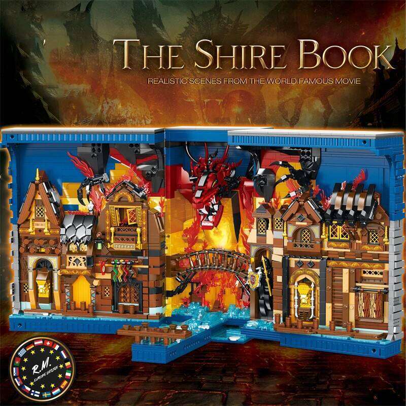 3398PCS Hobbit Themed Bookstore Building Blocks Assembly Creative Desktop Decoration Bookends Model Bricks Kids Toys Gifts Z260306