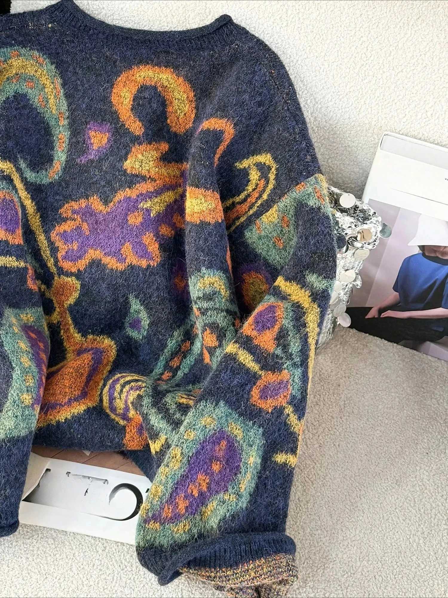 Gagaok Sweater Cardigan Women Autumn Retro Korean Fashion Thick Metal Buckle Embroidery Knitted Jacket Gentle Vintage Clothes M260306