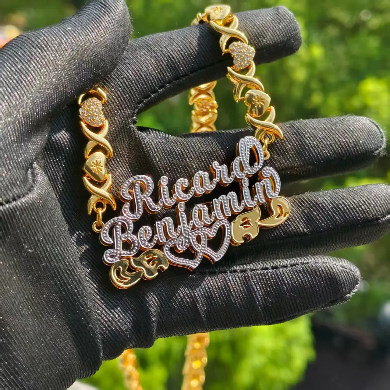Wholesale Customized 2 Name Necklace Personalized Letter 3D Double Necklace Personalized Jewelry Valentines Day Gift for Her 260302