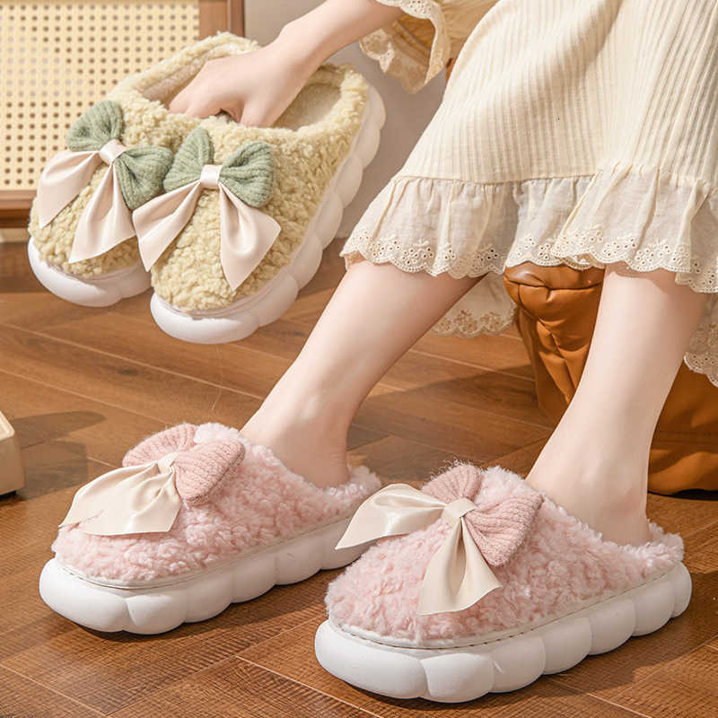Warm postpartum shoes for women 2025 winter plush lined cotton slippers with covered heel womens indoor home cotton shoes S260305