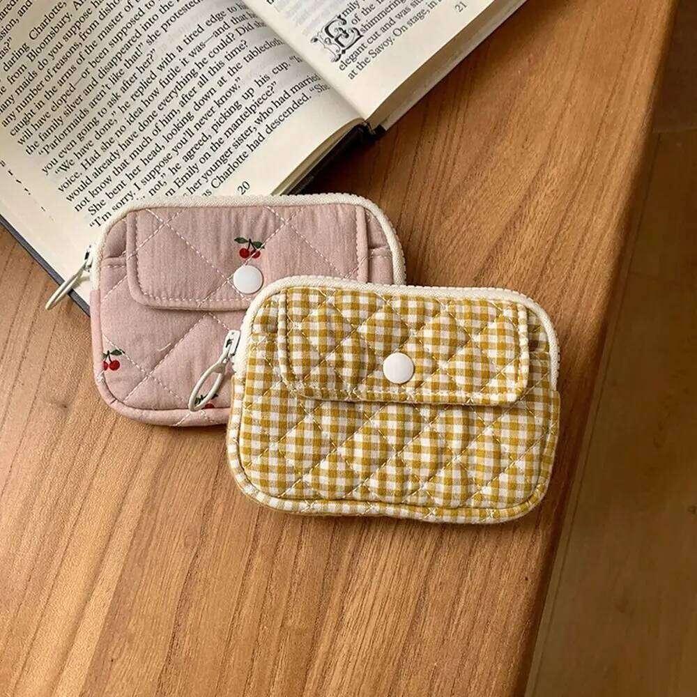 Stripe Floral Coin Purse Flower Large Capacity Small Makeup Lipstick Earphone Card Holder Mini Canvas Storage Bag Daily C260304