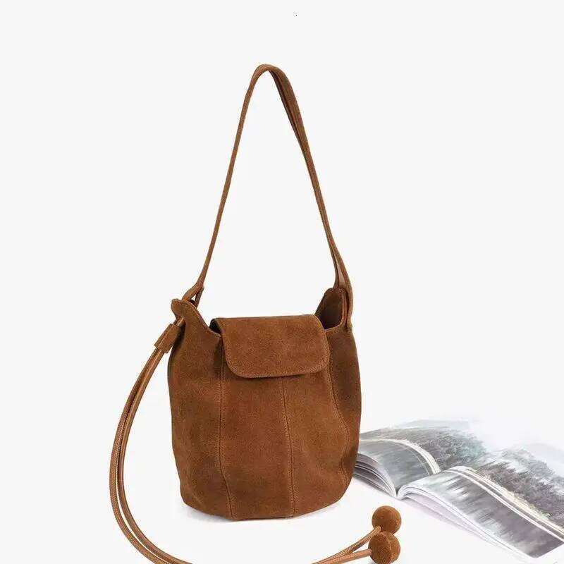 Frosted Suede Bucket Pumpkin For Women High End Niche Design Single Shoulder Underarm Crossbody Bag TIANOUDAISHU