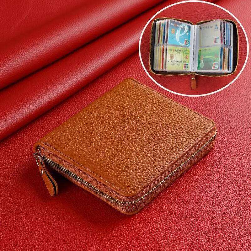 Ladies Leather Zipper Slim Business Card Holder Bags Multi-Card Wallet Ultra-Thin Minimalist Bank Cards Coin Money Purse C260304