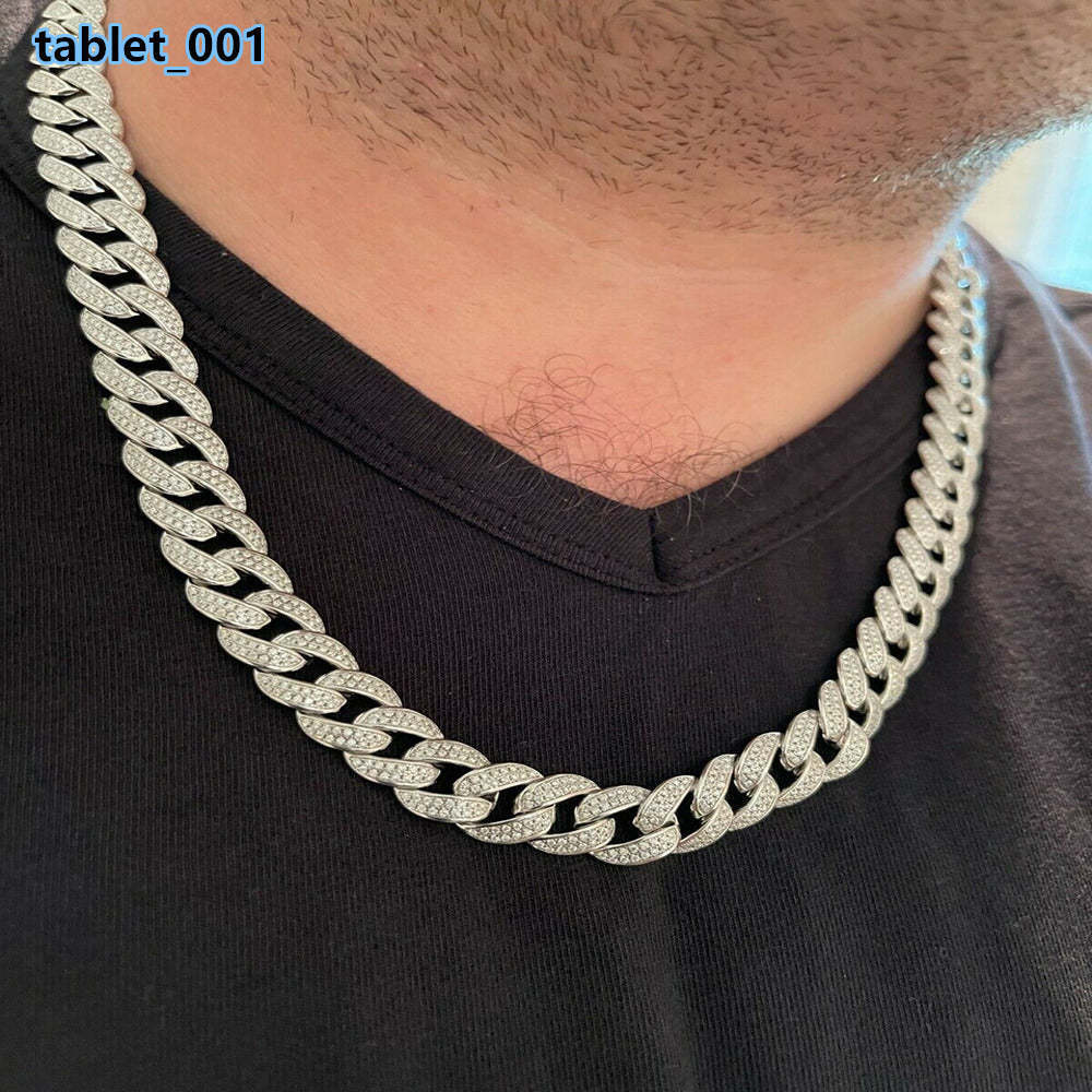 925 Silver Womens Iced Out Moissanite Cuban Chain Gold Plated
